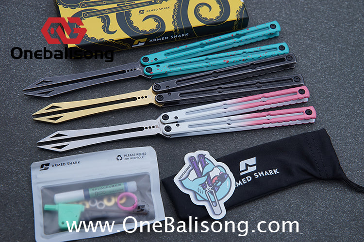 ARMED SHARK Tuning Fork Steel Kraken V3 Balisong Clone 3CR13 Stainless Steel Handle Tuning Fork/Stainless Steel Blade Bushings