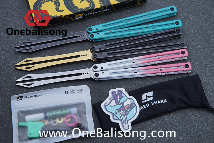 ARMED SHARK Tuning Fork Steel Kraken V3 Balisong Clone 3CR13 Stainless Steel Handle Tuning Fork/Stainless Steel Blade Bushings