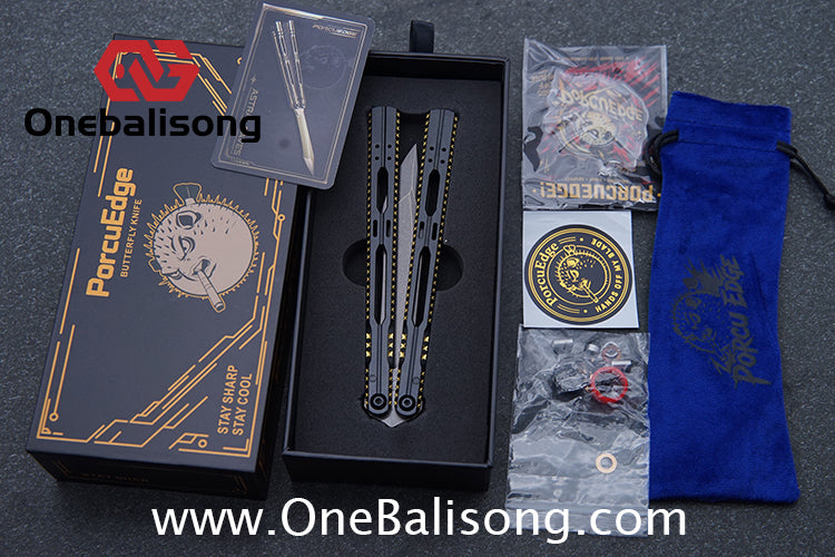 PORCUEDGC Star Eaves-Ling Xi Original Balisong Aluminum Alloy Handle Stainless Steel Blade Bushing