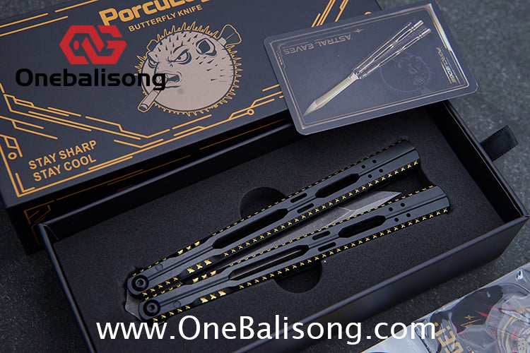 PORCUEDGC Star Eaves-Ling Xi Original Balisong Aluminum Alloy Handle Stainless Steel Blade Bushing