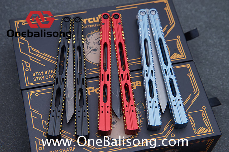 PORCUEDGC Star Eaves-Ling Xi Original Balisong Aluminum Alloy Handle Stainless Steel Blade Bushing