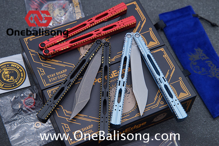 PORCUEDGC Star Eaves-Ling Xi Original Balisong Aluminum Alloy Handle Stainless Steel Blade Bushing