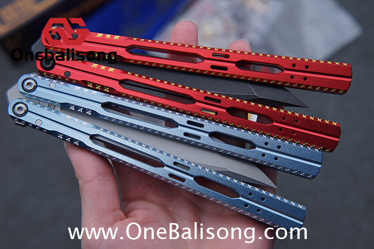 PORCUEDGC Star Eaves-Ling Xi Original Balisong Aluminum Alloy Handle Stainless Steel Blade Bushing