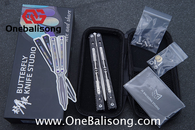 Jiegeng Colored Glaze Original Balisong Titanium Alloy Handle Stainless Steel Blade Bushing