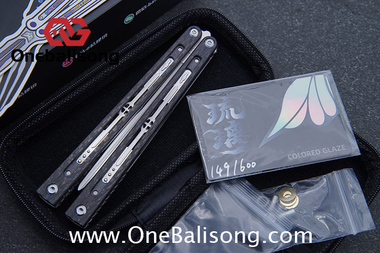 Jiegeng Colored Glaze Original Balisong Titanium Alloy Handle Stainless Steel Blade Bushing