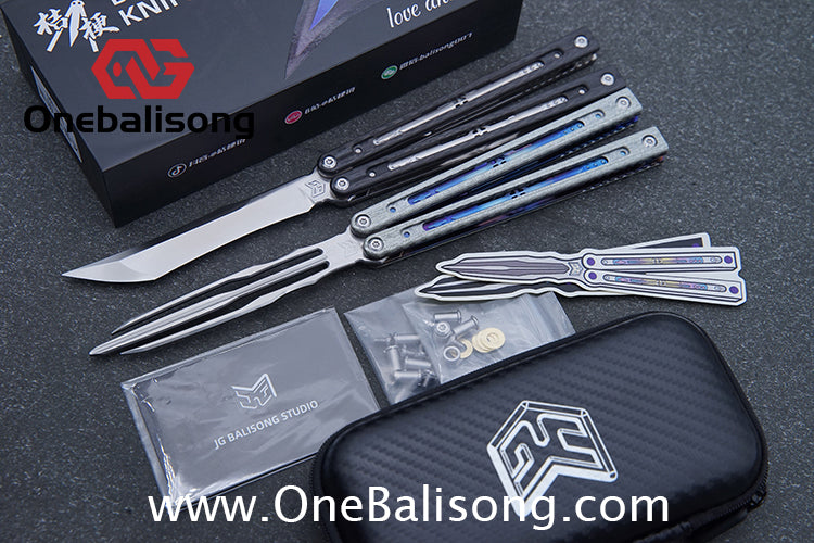 Jiegeng Colored Glaze Original Balisong Titanium Alloy Handle Stainless Steel Blade Bushing