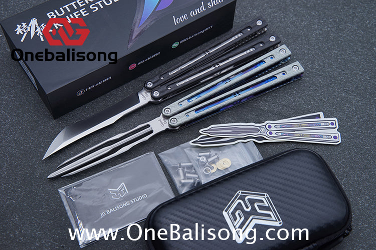 Jiegeng Colored Glaze Original Balisong Titanium Alloy Handle Stainless Steel Blade Bushing