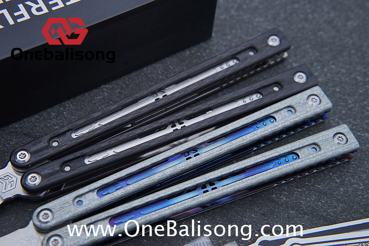 Jiegeng Colored Glaze Original Balisong Titanium Alloy Handle Stainless Steel Blade Bushing