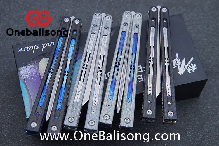 Jiegeng Colored Glaze Original Balisong Titanium Alloy Handle Stainless Steel Blade Bushing