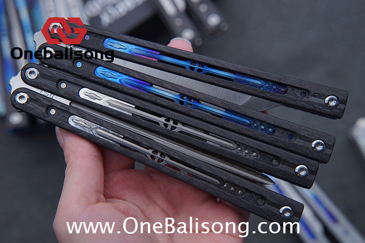 Jiegeng Colored Glaze Original Balisong Titanium Alloy Handle Stainless Steel Blade Bushing