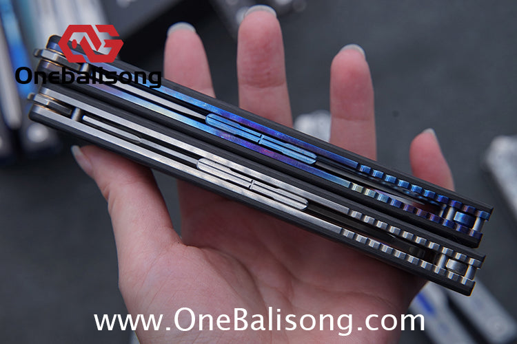 Jiegeng Colored Glaze Original Balisong Titanium Alloy Handle Stainless Steel Blade Bushing