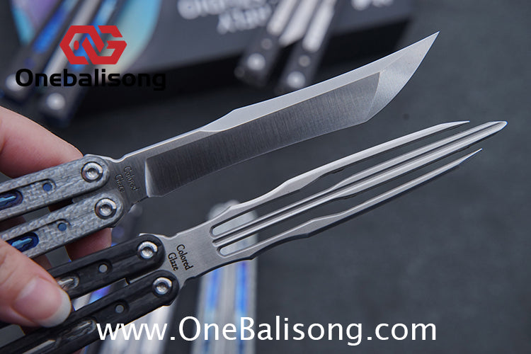 Jiegeng Colored Glaze Original Balisong Titanium Alloy Handle Stainless Steel Blade Bushing