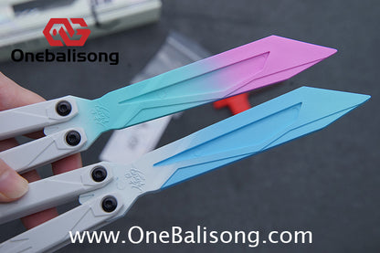 YY Crystallize Balisong Plastic Trainer Outdoor Safe EDC Practice Knife Fancy Folding Knife