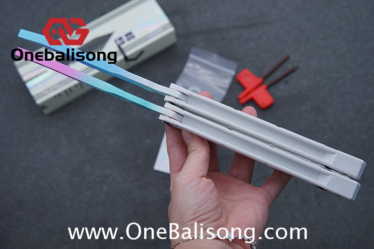 YY Crystallize Balisong Plastic Trainer Outdoor Safe EDC Practice Knife Fancy Folding Knife