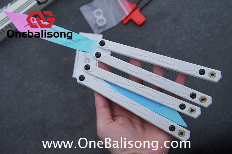YY Crystallize Balisong Plastic Trainer Outdoor Safe EDC Practice Knife Fancy Folding Knife