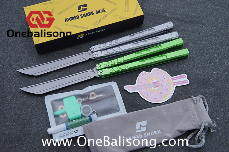 ARMED SHARK E-volve Hex Balisong Clone 7075 Aluminum Alloy Handle 440c Stainless Steel Blade Bushing