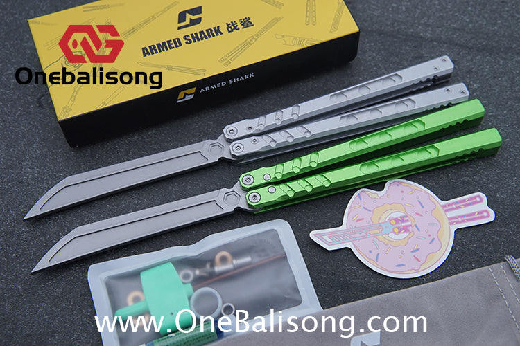 ARMED SHARK E-volve Hex Balisong Clone 7075 Aluminum Alloy Handle 440c Stainless Steel Blade Bushing