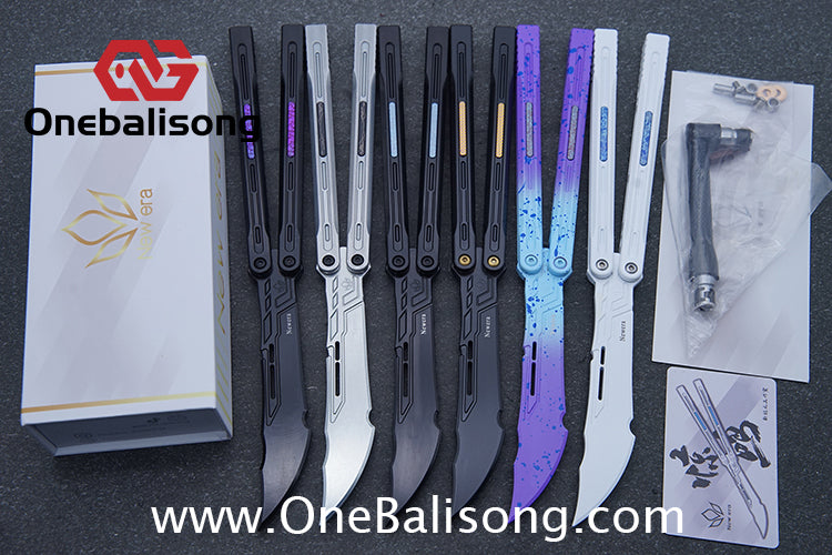 Newera JHong Original Balisong 7075 Aluminum TC4 Titanium Alloy Patch Handle 7075 Aluminum Blade Trainer Bushing