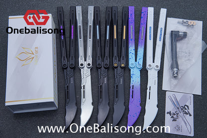 Newera JHong Original Balisong 7075 Aluminum TC4 Titanium Alloy Patch Handle 7075 Aluminum Blade Trainer Bushing