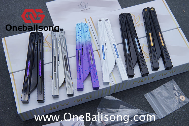 Newera JHong Original Balisong 7075 Aluminum TC4 Titanium Alloy Patch Handle 7075 Aluminum Blade Trainer Bushing