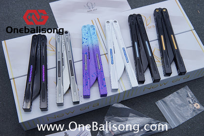Newera JHong Original Balisong 7075 Aluminum TC4 Titanium Alloy Patch Handle 7075 Aluminum Blade Trainer Bushing