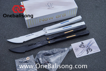 Newera JHong Original Balisong 7075 Aluminum TC4 Titanium Alloy Patch Handle 7075 Aluminum Blade Trainer Bushing