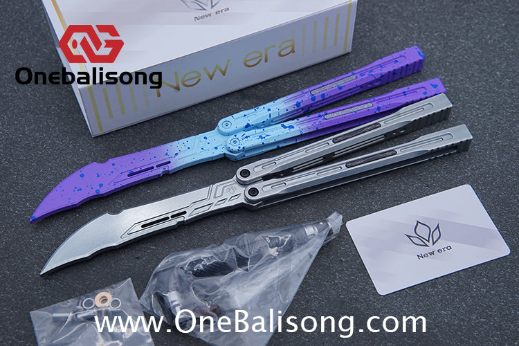 Newera JHong Original Balisong 7075 Aluminum TC4 Titanium Alloy Patch Handle 7075 Aluminum Blade Trainer Bushing