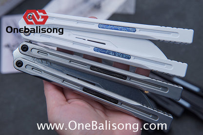 Newera JHong Original Balisong 7075 Aluminum TC4 Titanium Alloy Patch Handle 7075 Aluminum Blade Trainer Bushing
