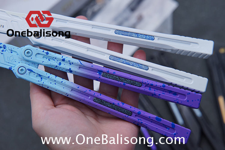 Newera JHong Original Balisong 7075 Aluminum TC4 Titanium Alloy Patch Handle 7075 Aluminum Blade Trainer Bushing
