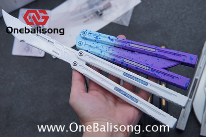 Newera JHong Original Balisong 7075 Aluminum TC4 Titanium Alloy Patch Handle 7075 Aluminum Blade Trainer Bushing