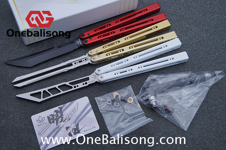 Newera Sunshine V2 Original Balisong 7075 Aluminum Alloy Handle 3Cr13 Stainles Steel Blade Trainer/Tuning Fork/False Edge Bushing