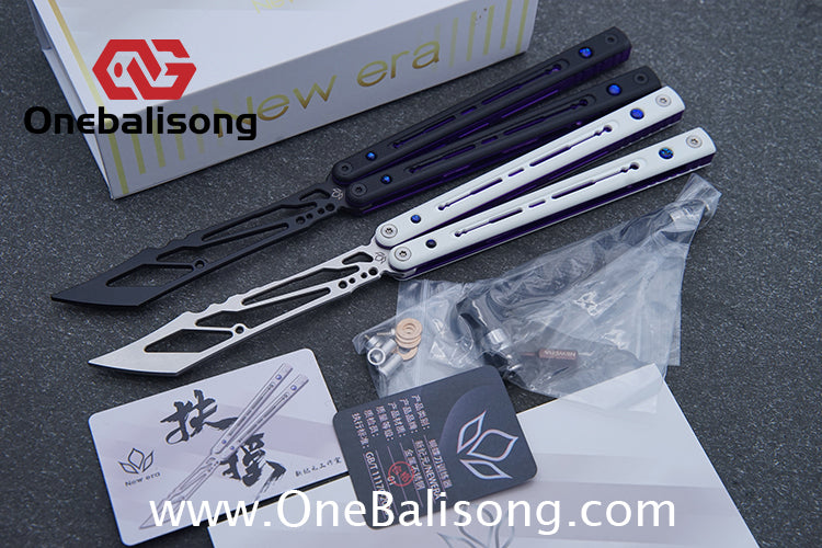 Newera Fvyao Original Balisong 7075 Aluminum Alloy+ G10 Patch Handle 5Cr15 Stainles Steel Blade Trainer Bushing