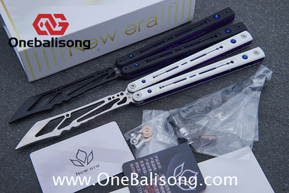 Newera Fvyao Original Balisong 7075 Aluminum Alloy+ G10 Patch Handle 5Cr15 Stainles Steel Blade Trainer Bushing