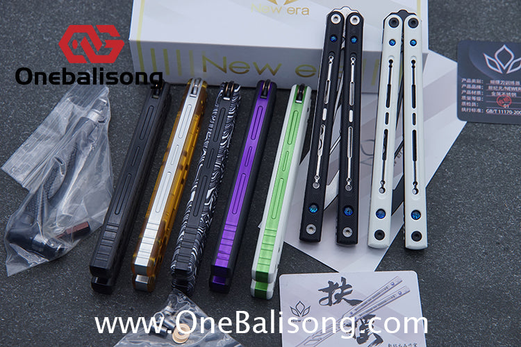 Newera Fvyao Original Balisong 7075 Aluminum Alloy+ G10 Patch Handle 5Cr15 Stainles Steel Blade Trainer Bushing