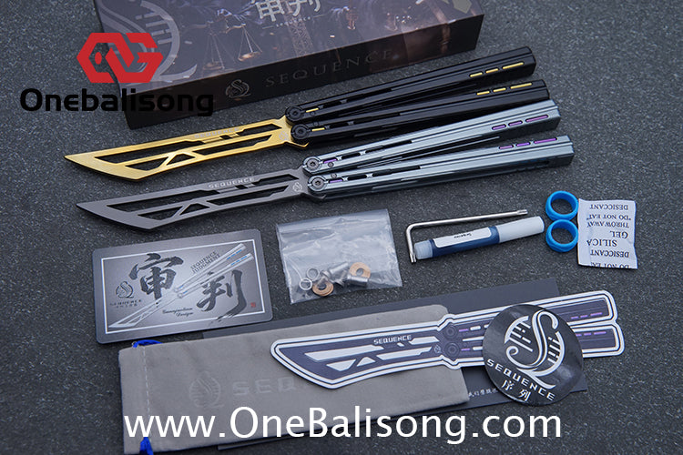 Sequence Judgment Original Balisong 7075 Aluminum+TC4 Titanium Handle Stainless steel Blade