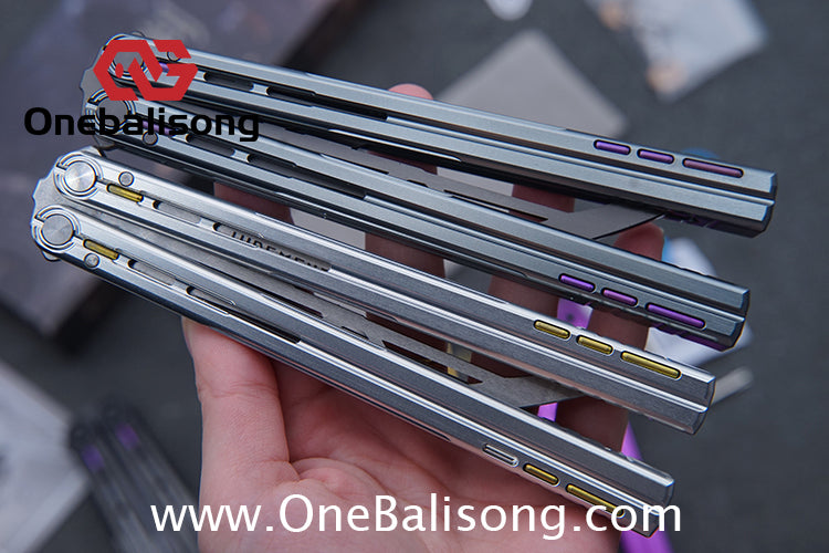 Sequence Judgment Original Balisong 7075 Aluminum+TC4 Titanium Handle Stainless steel Blade
