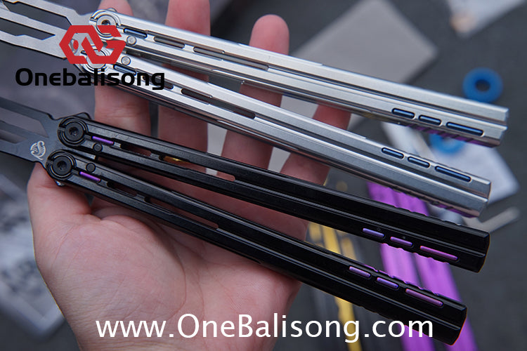 Sequence Judgment Original Balisong 7075 Aluminum+TC4 Titanium Handle Stainless steel Blade
