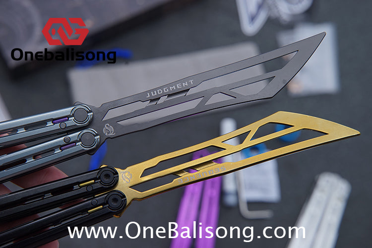 Sequence Judgment Original Balisong 7075 Aluminum+TC4 Titanium Handle Stainless steel Blade