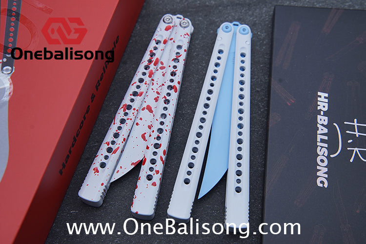 HR DOOM Balisong Aluminum Alloy Handle 14c28n Stainless Steel Blade Bushing