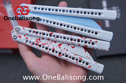 HR DOOM Balisong Aluminum Alloy Handle 14c28n Stainless Steel Blade Bushing