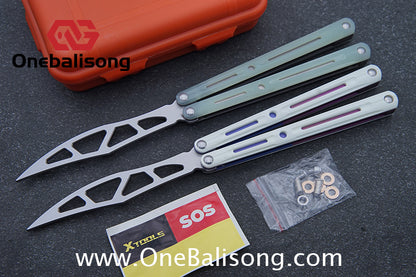 LDX Lnitiate Original Balisong Titanium Alloy+ G10 Patch Handle Stainles Steel Blade Trainer Bushing