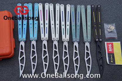 LDX Lnitiate Original Balisong Titanium Alloy+ G10 Patch Handle Stainles Steel Blade Trainer Bushing