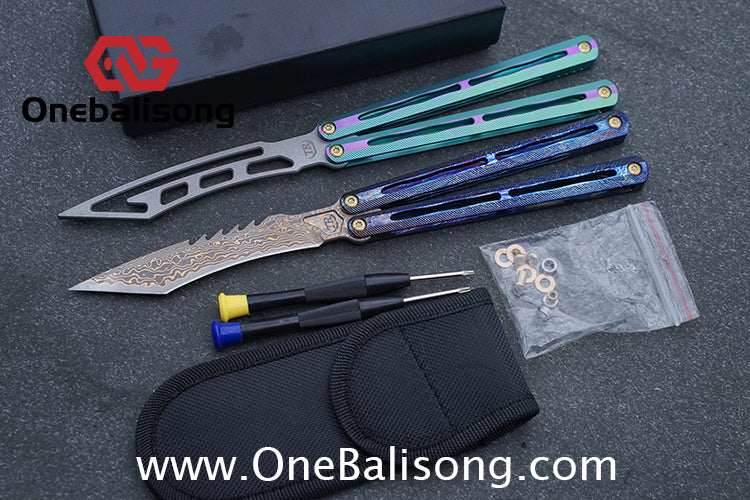 Theone Tyrannosaurus Rex Balisong Titanium Alloy Handle Stainless Steel Blade One-piece structure Bushing
