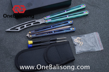 Theone Tyrannosaurus Rex Balisong Titanium Alloy Handle Stainless Steel Blade One-piece structure Bushing