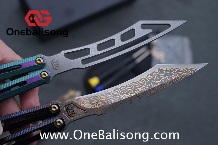 Theone Tyrannosaurus Rex Balisong Titanium Alloy Handle Stainless Steel Blade One-piece structure Bushing