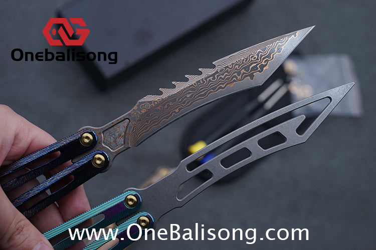 Theone Tyrannosaurus Rex Balisong Titanium Alloy Handle Stainless Steel Blade One-piece structure Bushing