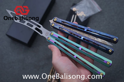 Theone Tyrannosaurus Rex Balisong Titanium Alloy Handle Stainless Steel Blade One-piece structure Bushing