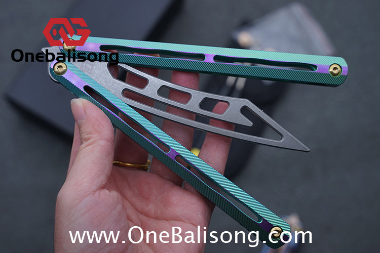 Theone Tyrannosaurus Rex Balisong Titanium Alloy Handle Stainless Steel Blade One-piece structure Bushing