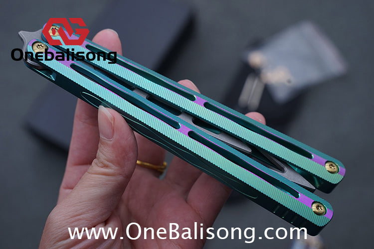 Theone Tyrannosaurus Rex Balisong Titanium Alloy Handle Stainless Steel Blade One-piece structure Bushing