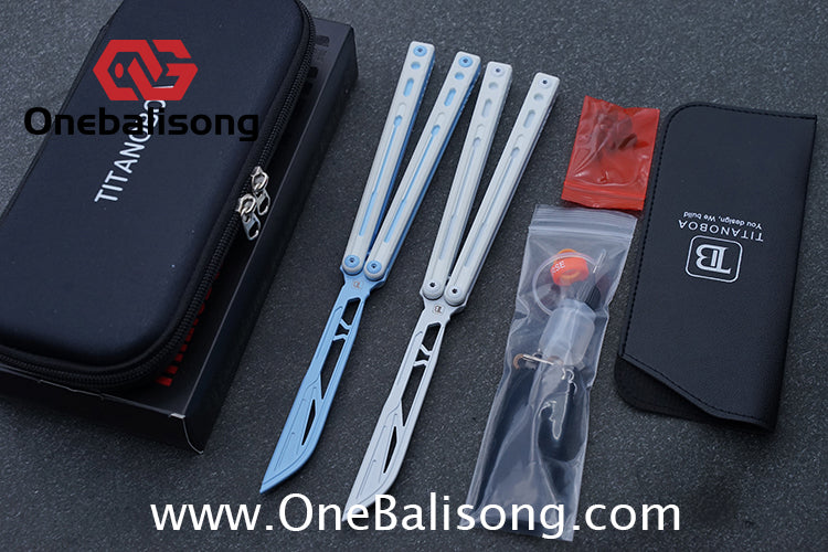 TITANOBOA Crystal Butterfly Balisong Aluminum Alloy Handle Stainless Steel Blade Bushing